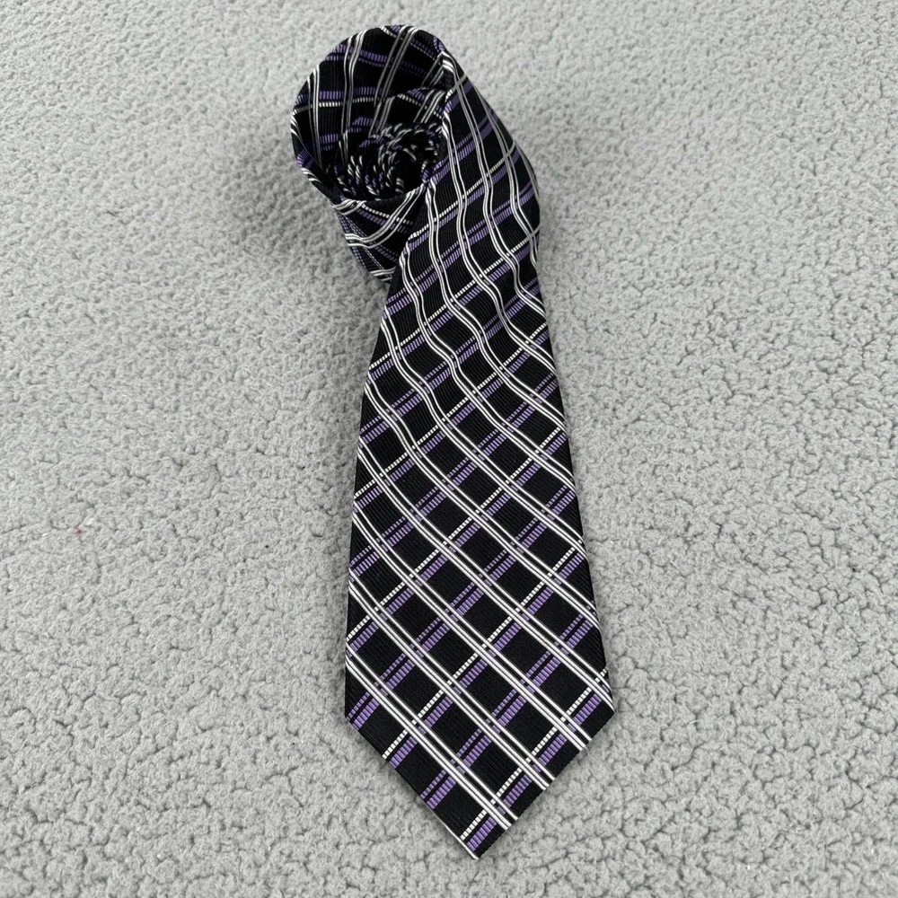 Lauren‎ Ralph Lauren Silk Cotton Tie Men Geometric Handmade Necktie Made In USA